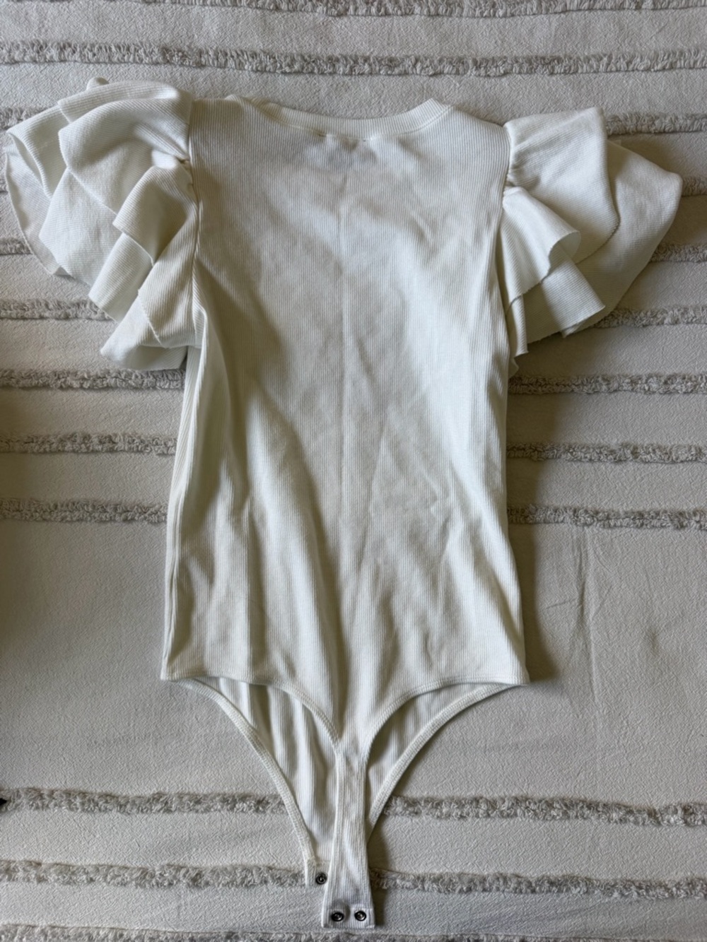 Express White Ruffle Sleeve One-Piece Bodysuit - Picture 5 of 5